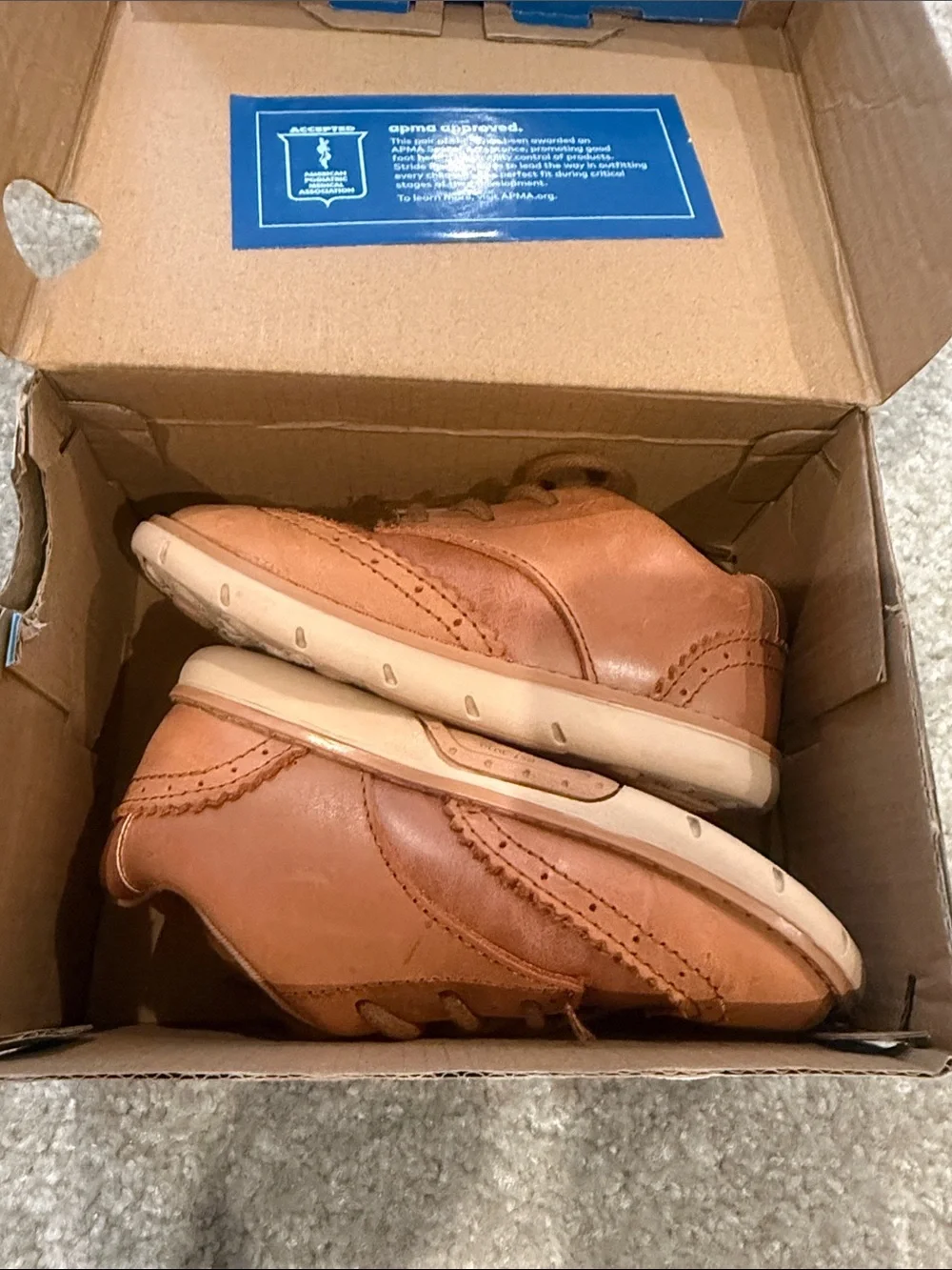 Stride Rite Tan Leather Oxford Derbys with Cream Soles